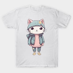 A cute kitty wearing street fashion T-Shirt